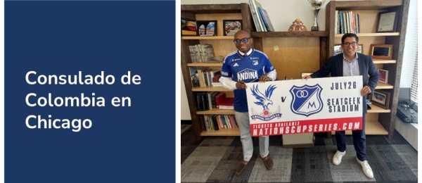 Cónsul General recibe visita para preparar llegada del equipo de fútbol Millonarios el día 26 de julio a Chicago